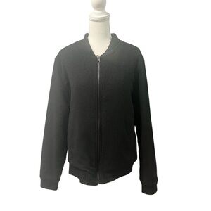 Aeropostale Black Wool Blend Bomber Jacket Full Zip Men’s Medium Herringbone